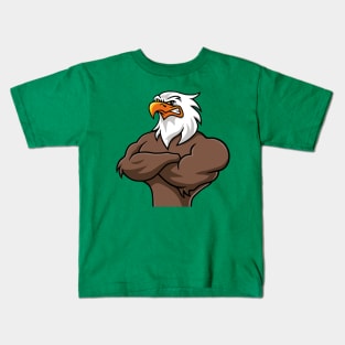 Bird Eagle Muscle Cartoon Super Strong Big Kids T-Shirt